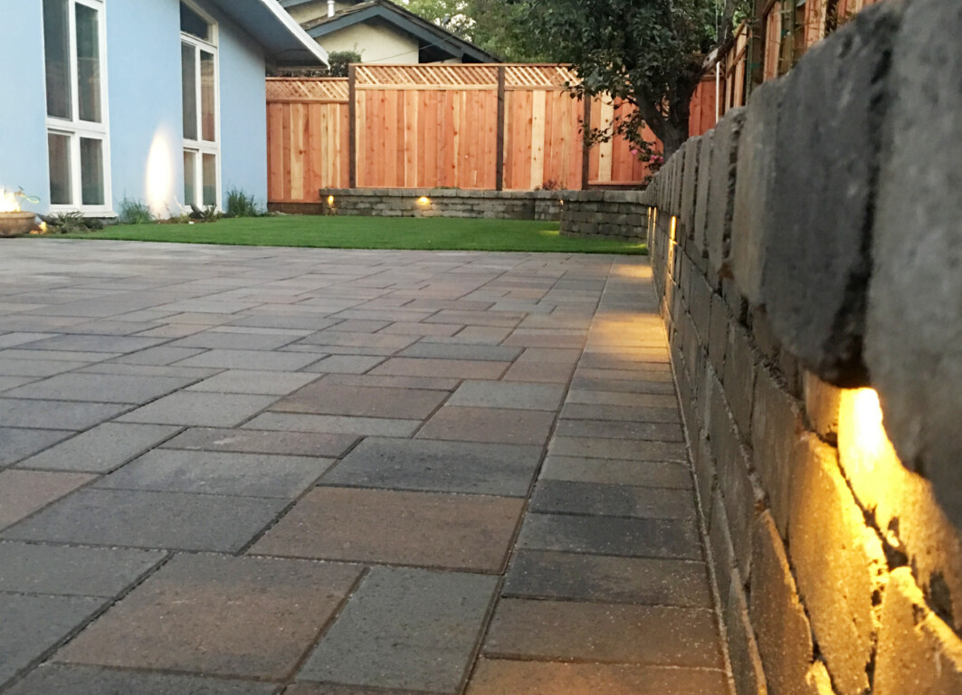 Professional concrete patio with paver pattern in Vallejo, CA